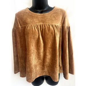 Madewell Texture & Thread Corduroy Swing Top XS Mustard Yellow Flare 80s 70s